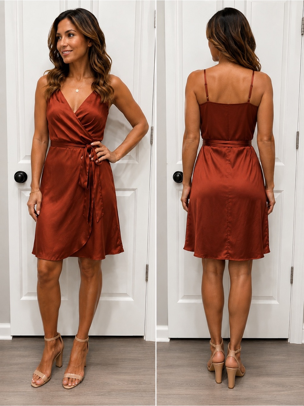 Express Rust Satin Mini Dress